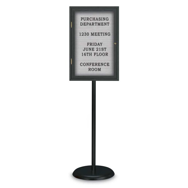 United Visual Products Corkboard, Triple Door, Radius Frame, 96x48", Satin/Black Rubber UV7006-SATIN-RUBBER - main